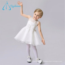 Comprimento do joelho White Organza Lace Short Flower Girl Dresses